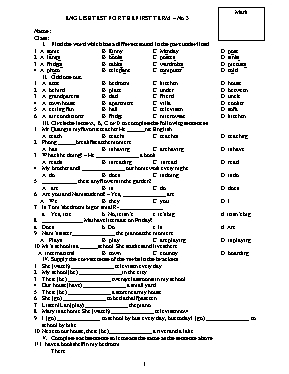 Bài tập Unit 3 môn Tiếng Anh 6 (Thí điểm)